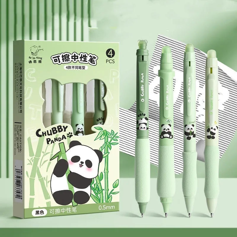 Erasable gel pen with cartoon designs and 0.5mm tip in black or crystal blue ink