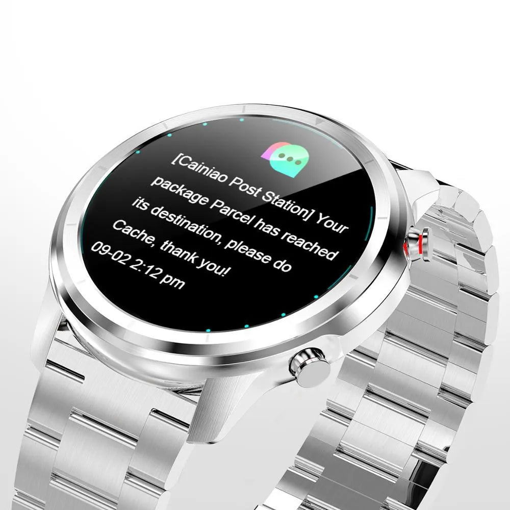 LEMFO LF26 smart bracelet in silver colour showing its 1.3-inch screen and wrist strap