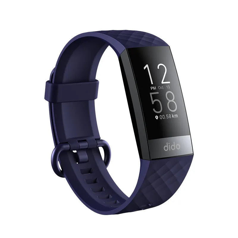 Black smart watch with ECG, blood pressure, and blood oxygen monitoring on a wrist.