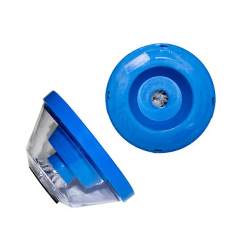 Blue bowl-shaped electric drill dust stopper accessory with sponge ring, dimensions 88mm x 50mm x 44mm