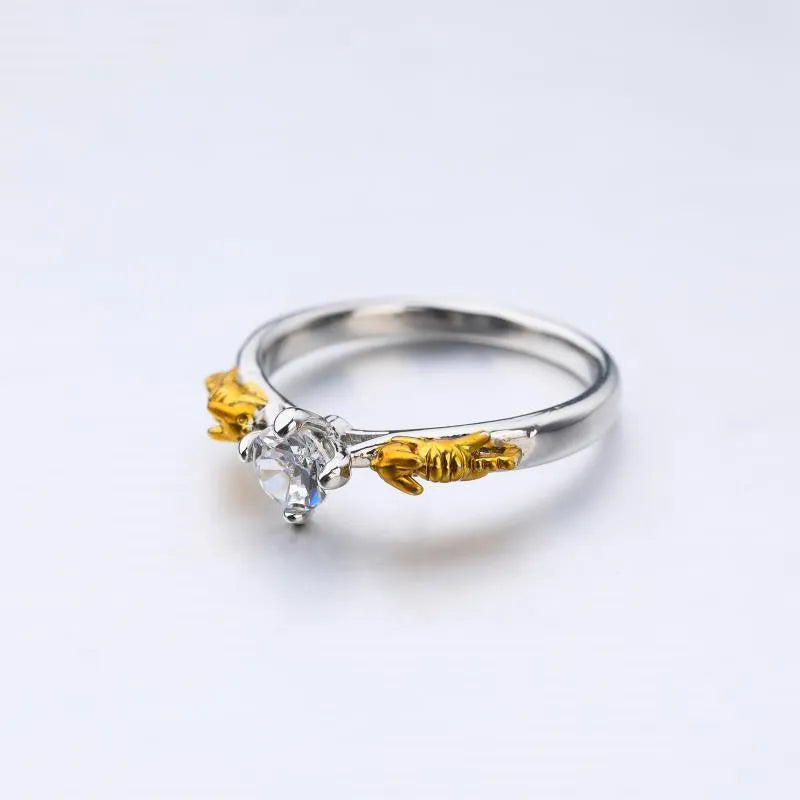 Copper crown crystal ring in black gold finish for cosplay and festival jewellery.