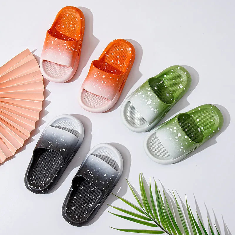 Gradient colour PVC summer slippers for children with non-slip soles