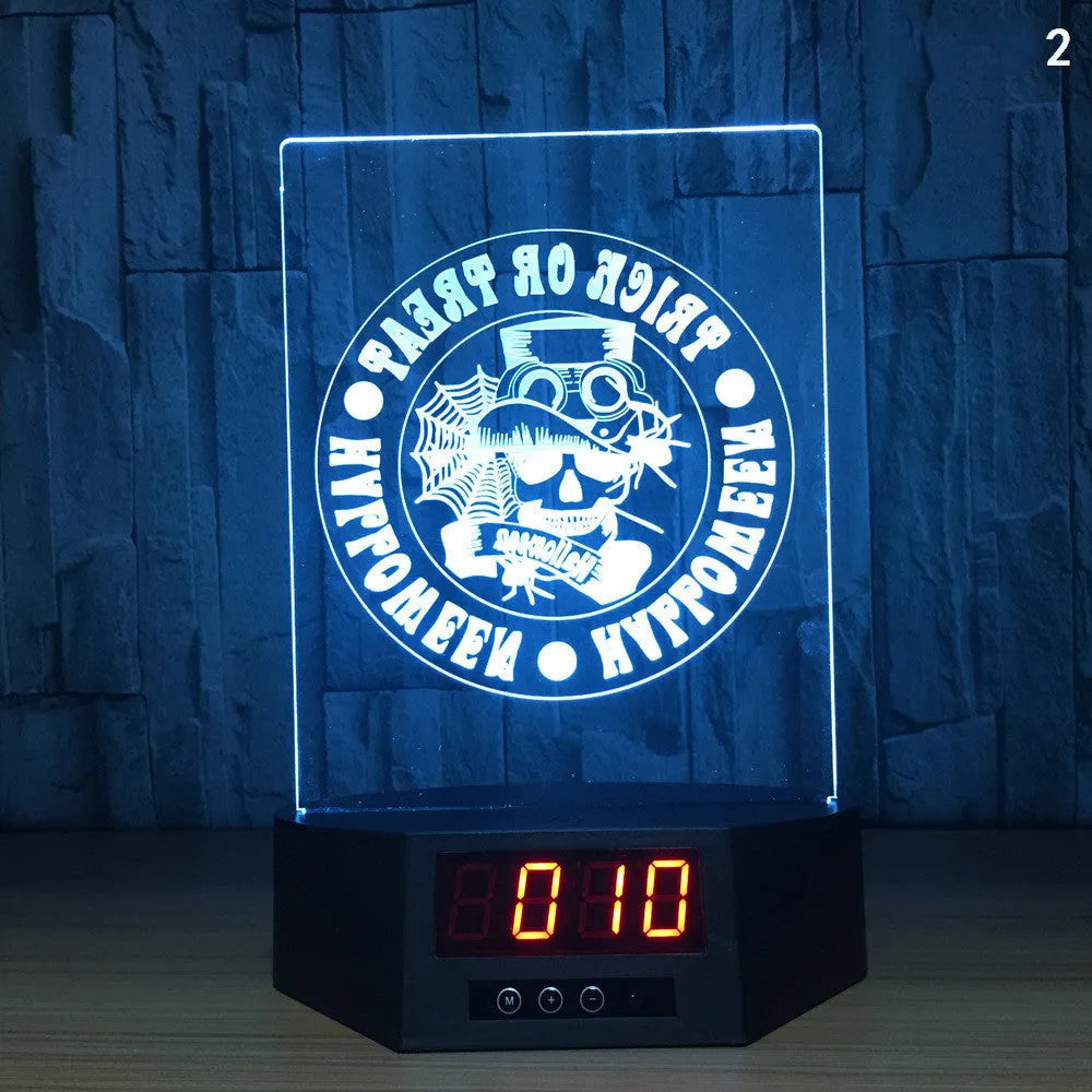 Glowing blue dolphin 3D LED table lamp with remote control on a wooden surface.