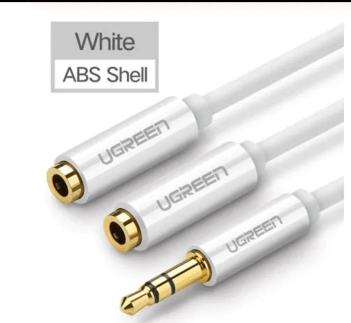 20cm earphone cable with 3.5mm gold-plated connectors in black, grey or white colours