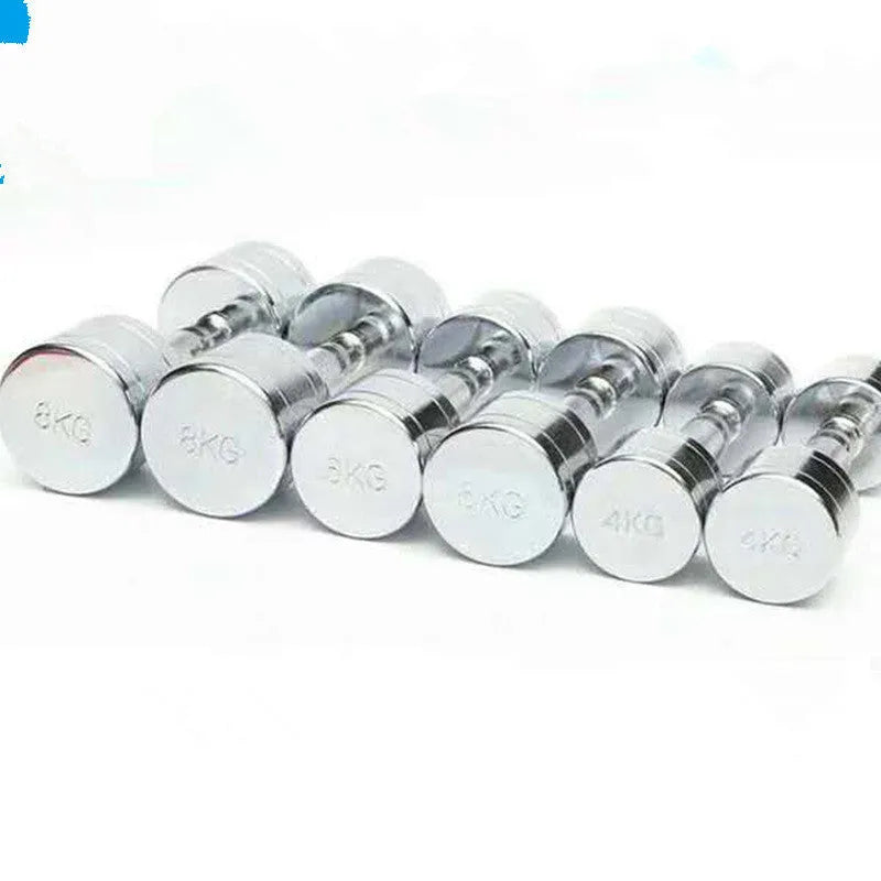 Silver pure steel dumbbell with ergonomic handle for strength training