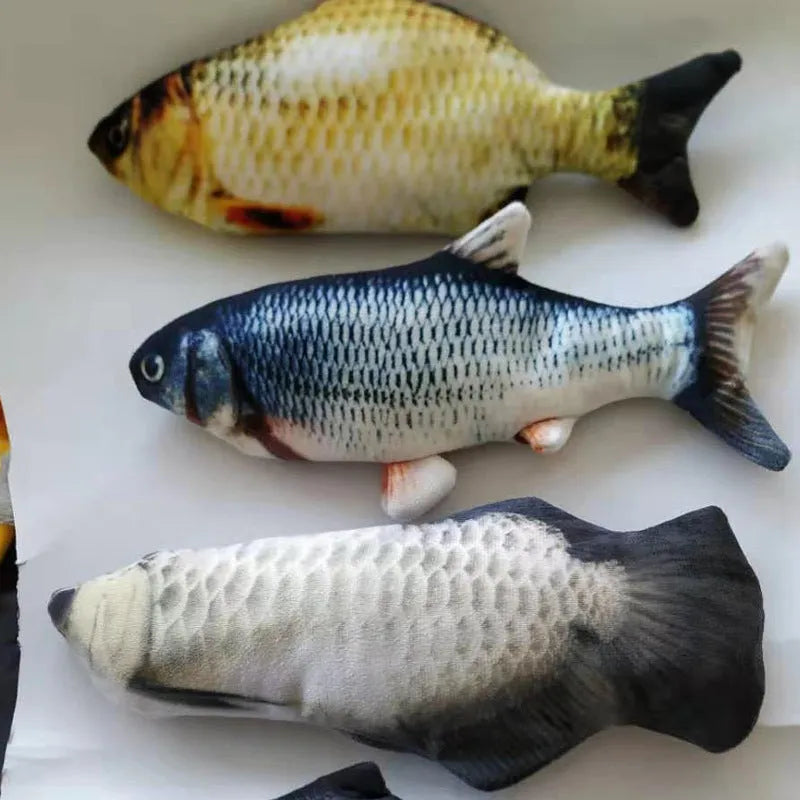 30cm electronic jumping fish cat toy with USB charging cable in multicolour PP plastic