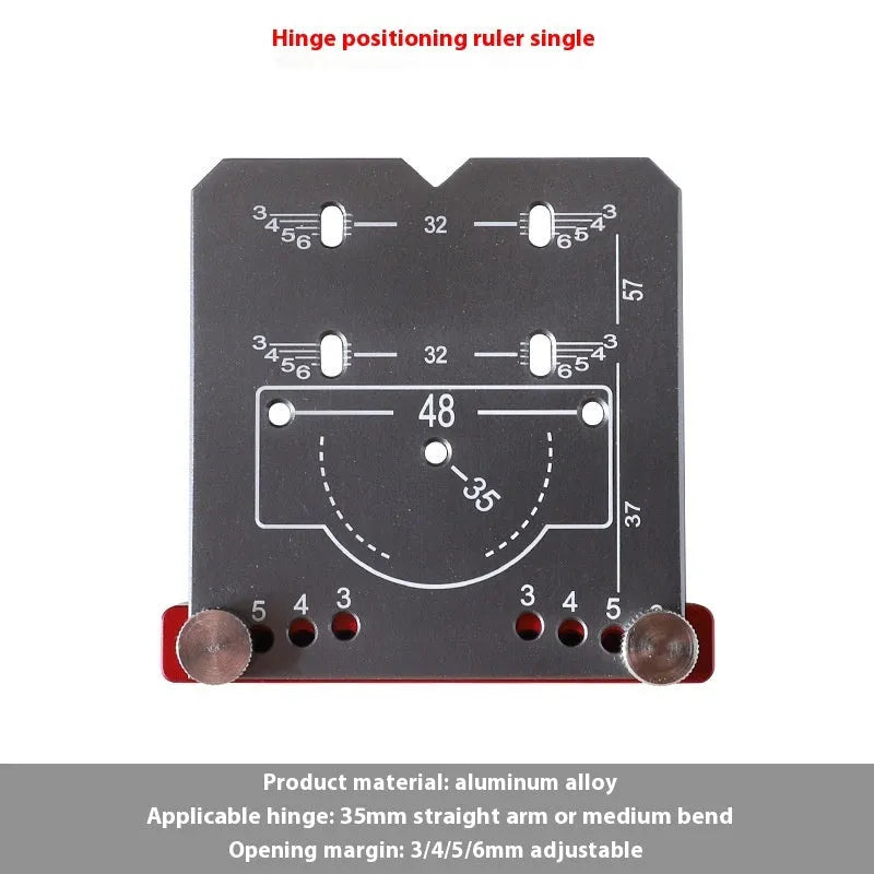 Aluminium alloy hinge locating rule with adjustable margin settings for 35mm cabinet hinges