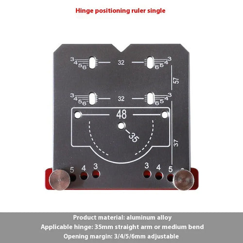 Aluminium alloy hinge locating rule with adjustable margin settings for 35mm cabinet hinges