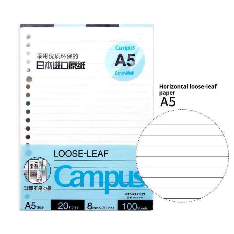 Refillable B5 spiral notebook with coloured PP cover and loose-leaf paper