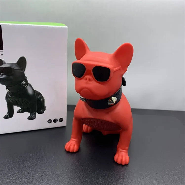 Mini full-body bulldog Bluetooth speaker in black, red or white colour options