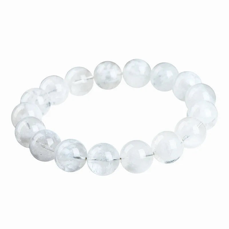 Natural crystal women's bracelet with blizzard snowflake round beads featuring Ruyi and Xiangyun design elements
