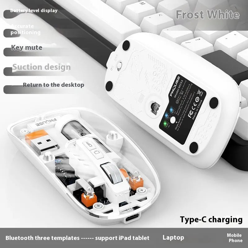 Transparent wireless computer mouse with USB connector in Space Blue colour