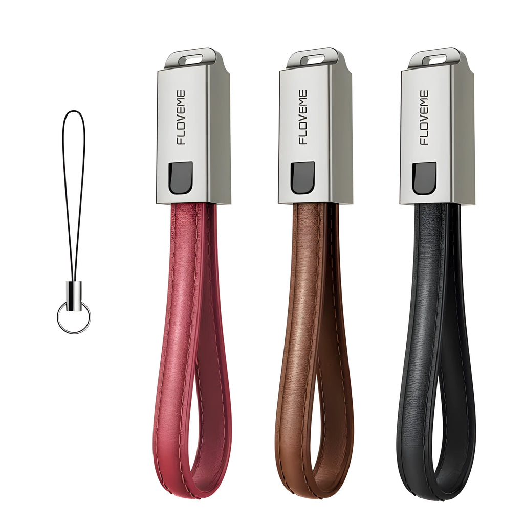 Short 20cm leather braided iPhone charging cable with zinc alloy lightning connector, shown in red colour.
