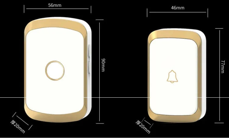 Wireless doorbell transmitter and mains receiver with 300m range available in black and white