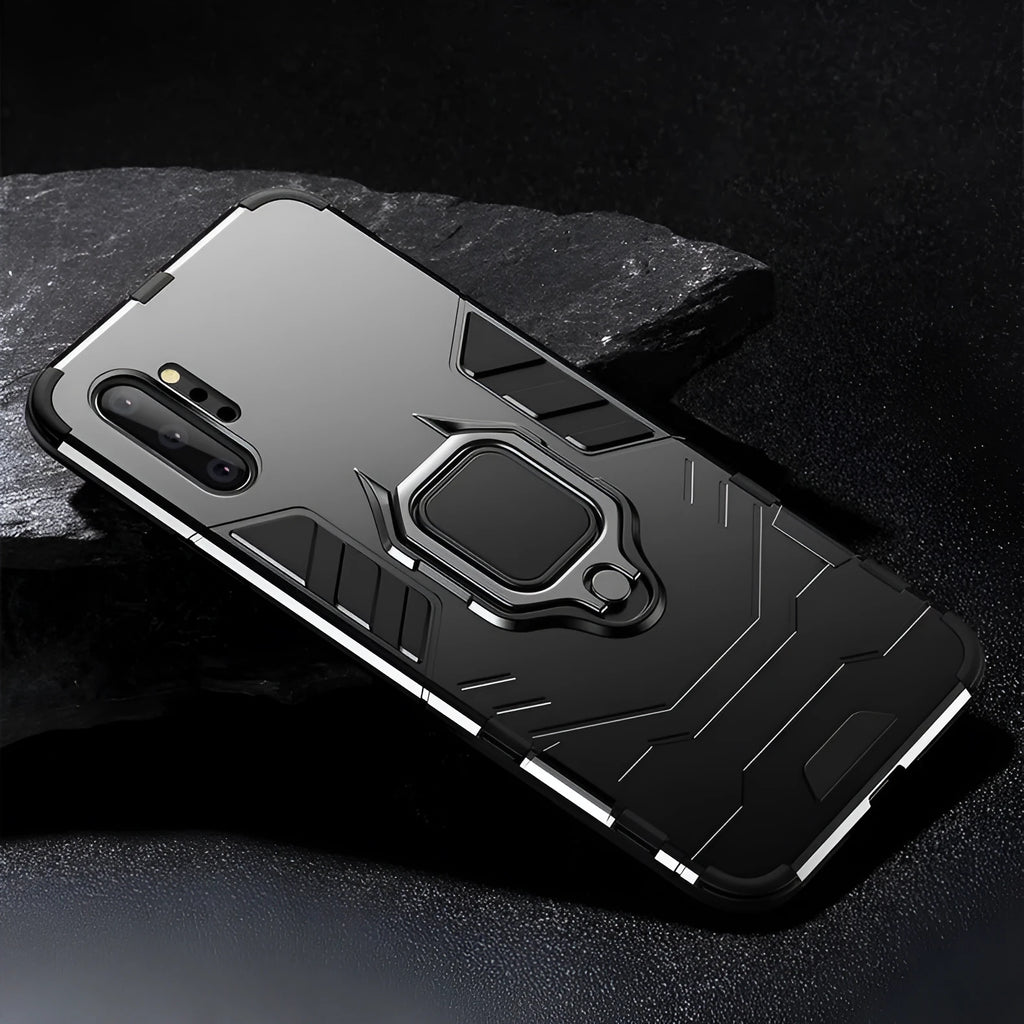 Samsung magnetic phone case with Iron Man design in black, blue, and red colours