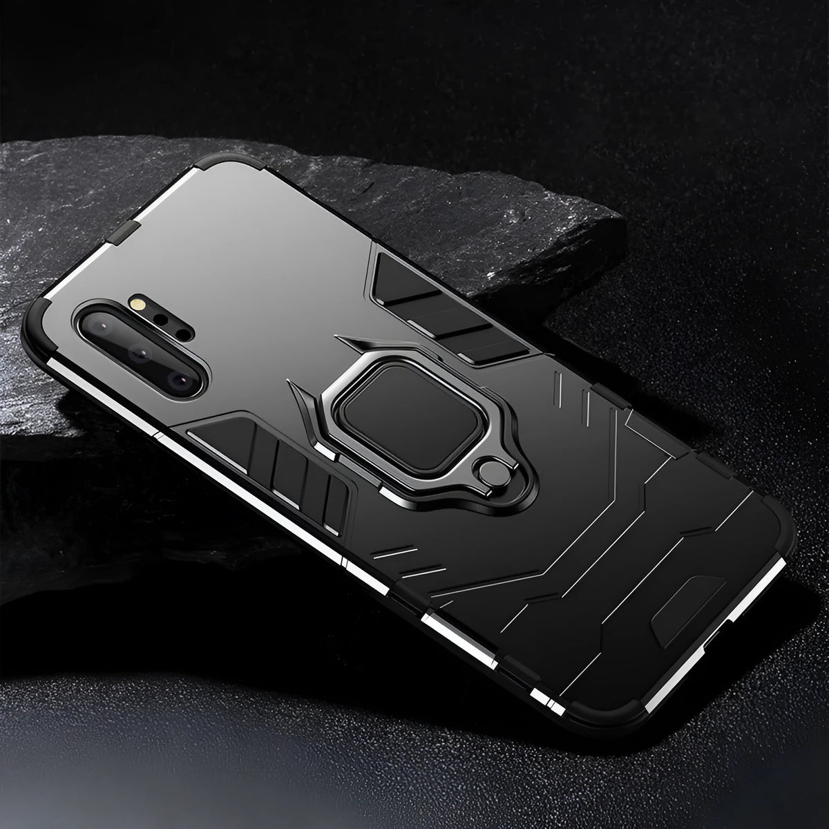 Samsung magnetic phone case with Iron Man design in black, blue, and red colours