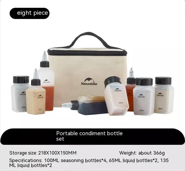 Naturehike six-piece plastic seasoning bottle set for outdoor cooking and camping