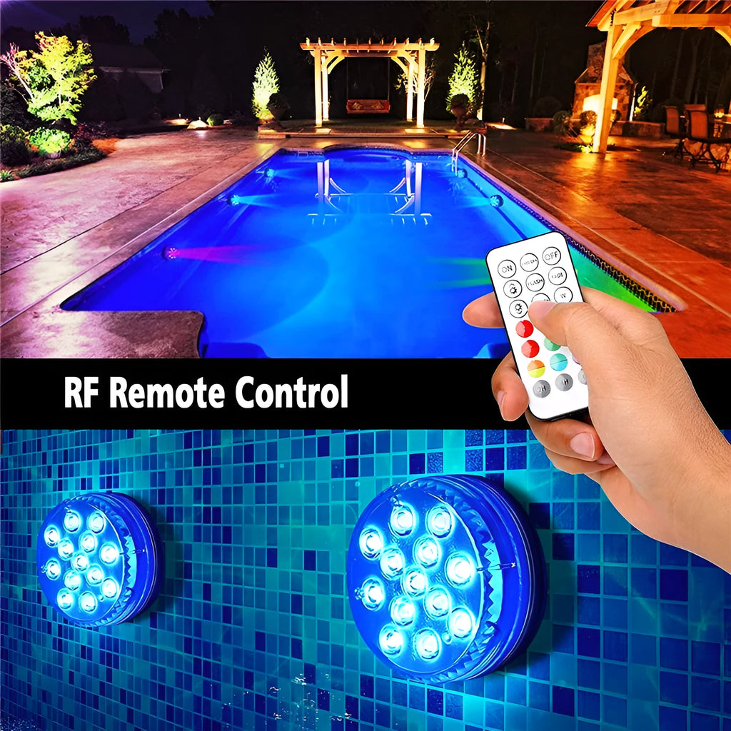 Remote control colour changing diving light with IP68 waterproof rating and LED beads for garden decoration