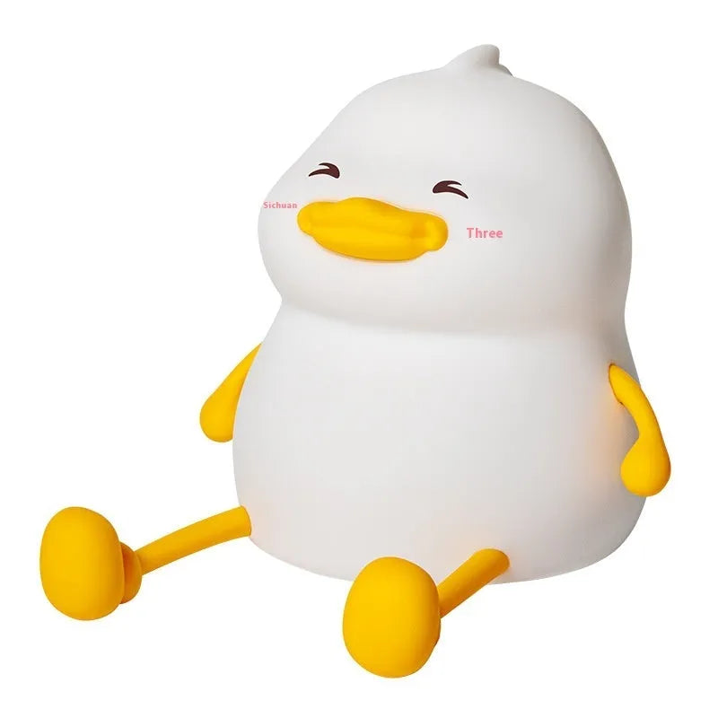 Chubby silicone pet night light desk lamp with integrated phone holder showing dimensions 108x104x128mm
