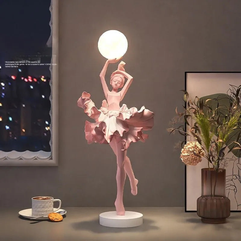 Art girl atmosphere small resin night lamp in black gold colour with USB charging cable