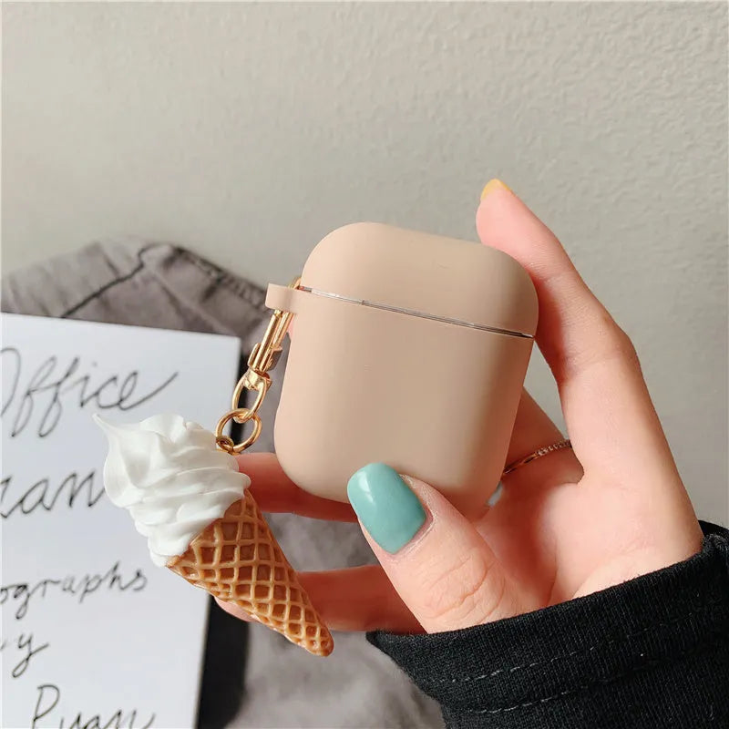 Cylinder ice cream design silicone case for Apple AirPods 2 wireless earphones