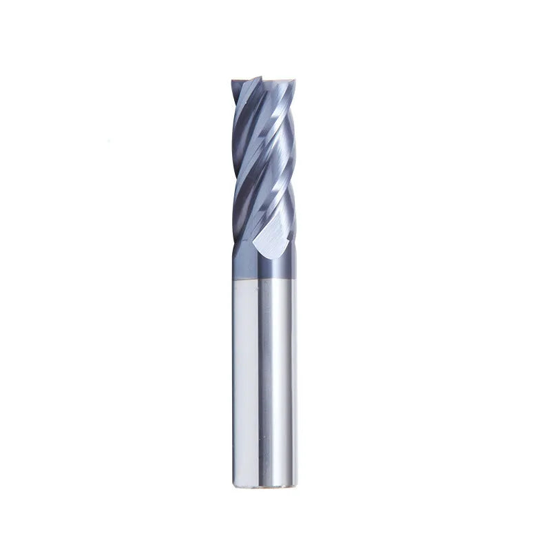 Carbide milling cutter with straight shank and four spiral cutting edges