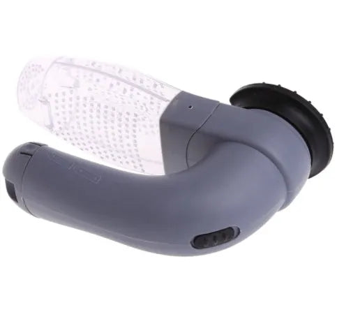 Grey portable electric pet hair vacuum cleaner with soft rubber grooming head