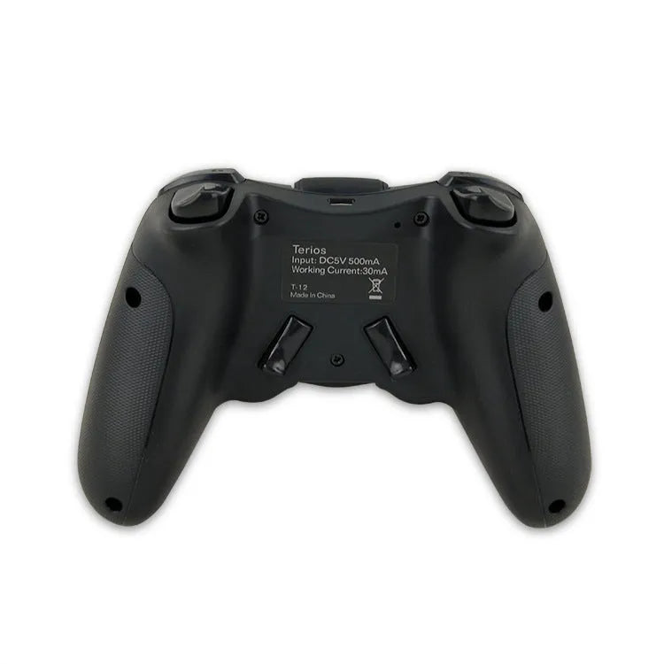 Black wireless Bluetooth game controller for Android iOS PC with USB interface, 17.5x6.5x13.5cm