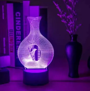 Creative 3D acrylic LED night light with colourful illumination on an ABS base.