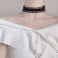 Velvet ruffled flower pendant clavicle necklace with snake bones chain in alloy