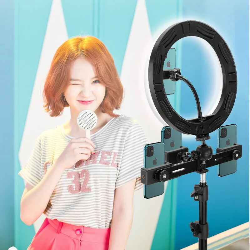 10-inch ring selfie light with metal bracket for smartphone video recording