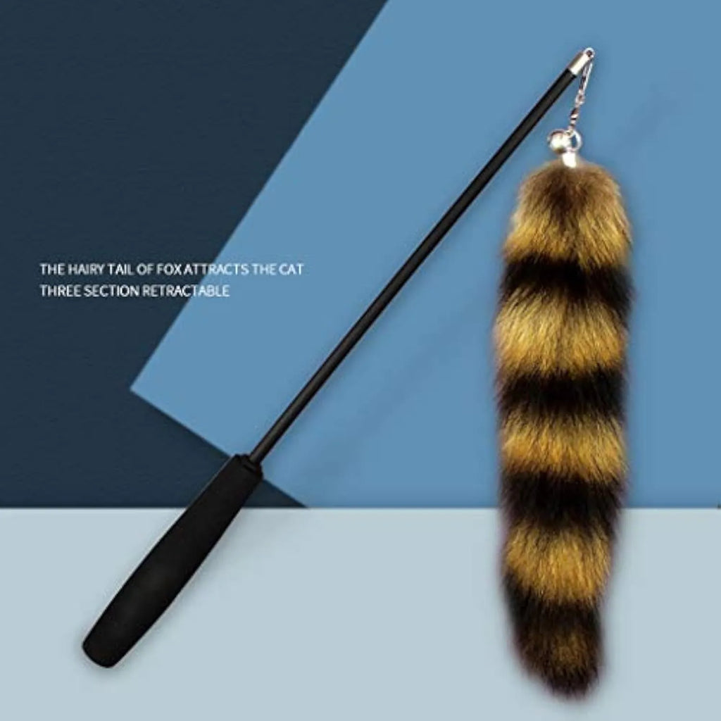Black cat toy wand with elastic string measuring 42cm for interactive indoor feline play