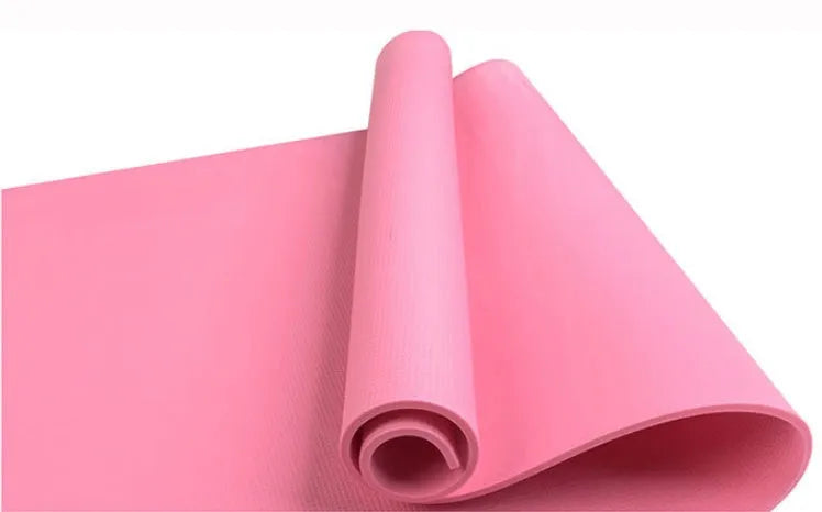 EVA yoga mat in blue showing textured anti-skid surface with thickness options