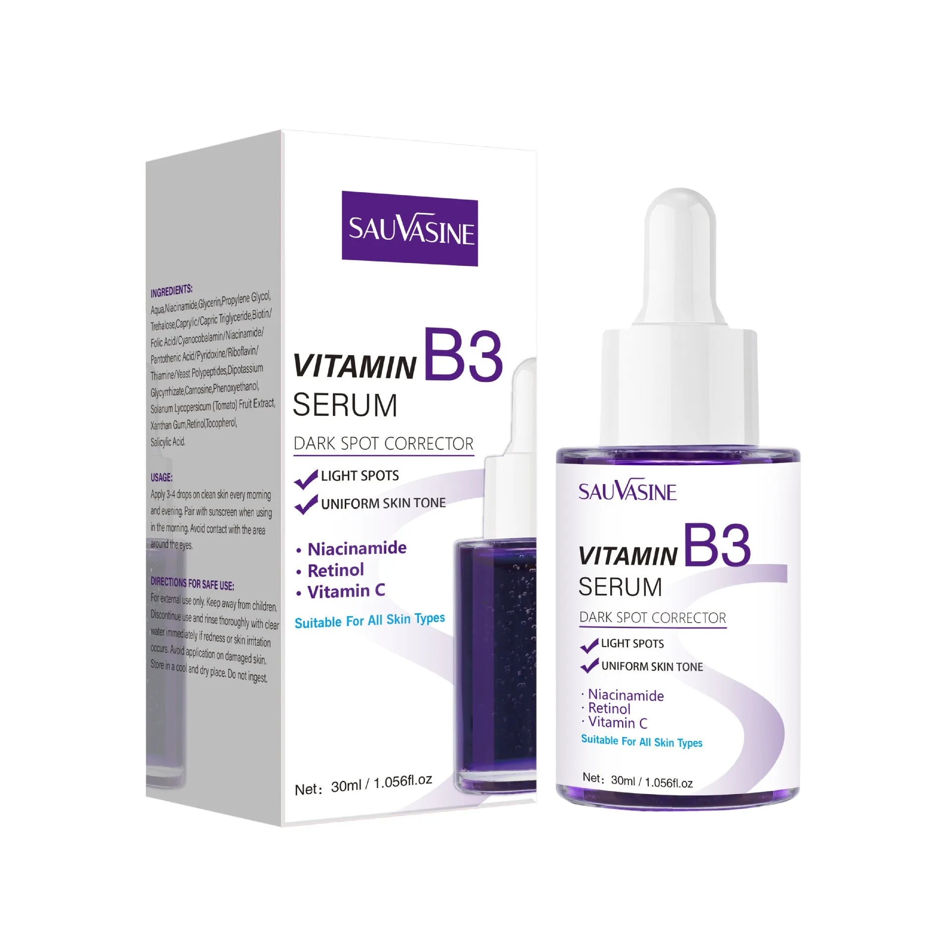30ml Vitamin B3 facial essence bottle for nourishing, moisturising and firming skincare