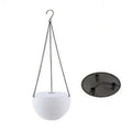 Plastic hanging basket planter with chain in one of seven colours, showing 210mm diameter.