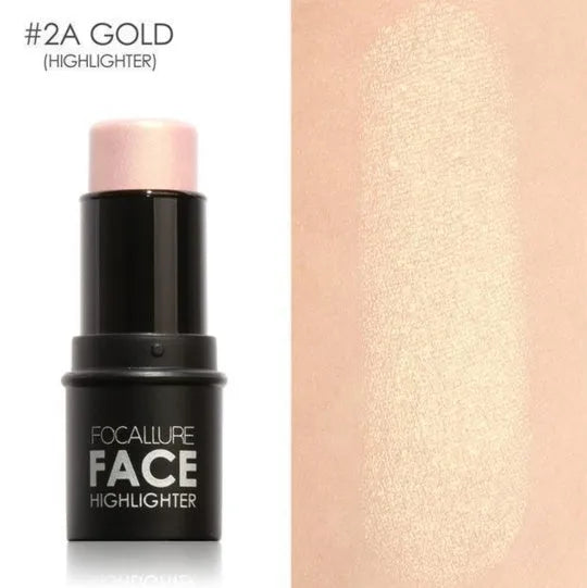 Cream contour and highlighter makeup stick for facial sculpting in shades A, B, C, D