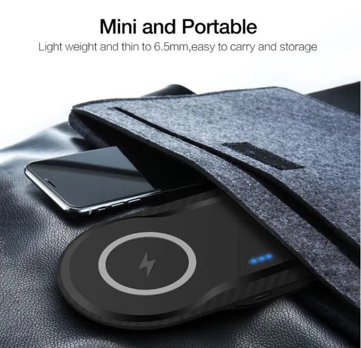 Black and white dual wireless charger charging Samsung and iPhone phones simultaneously
