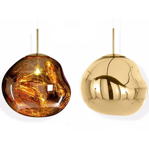 Nordic post-modern lava glass chandelier in gold finish with irregular pendant design