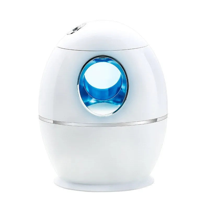 White columnar household air disinfection humidifier with USB cable and mechanical control dials.