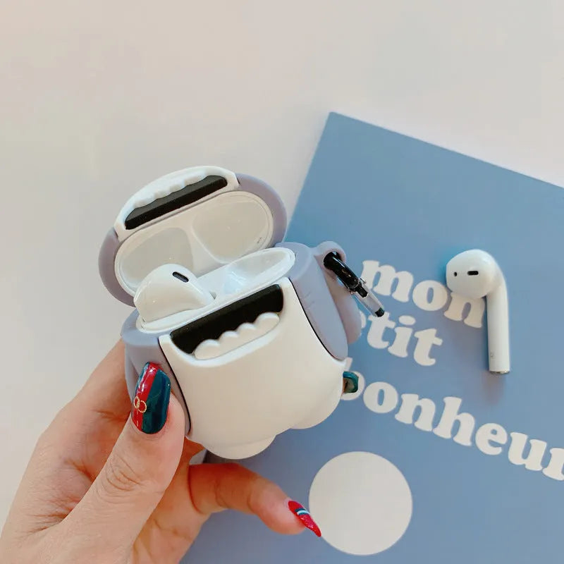 Shark design silicone protective cover for AirPods 1 and 2 charging case