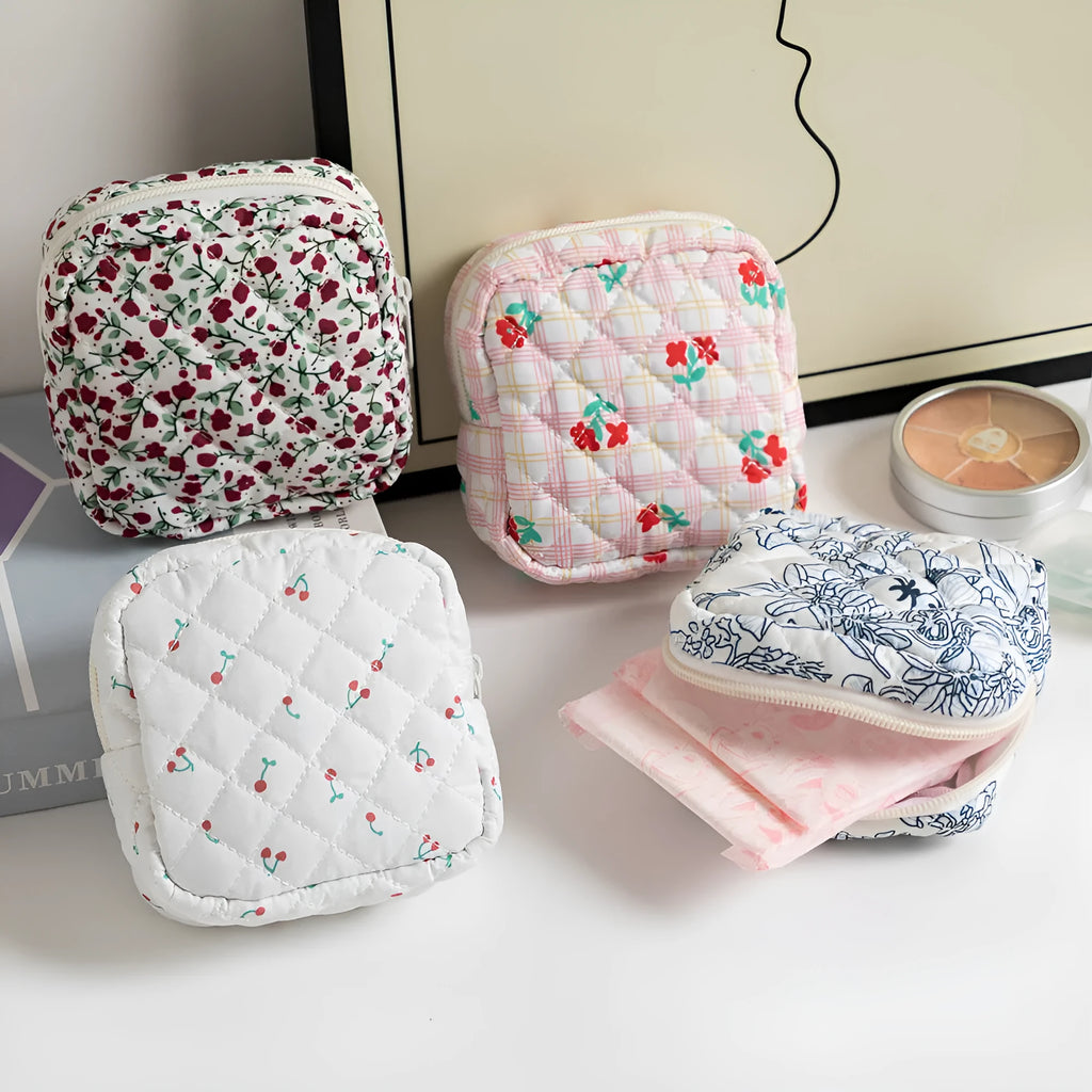 Women's polyester key storage bag with floral pattern in multiple colour options