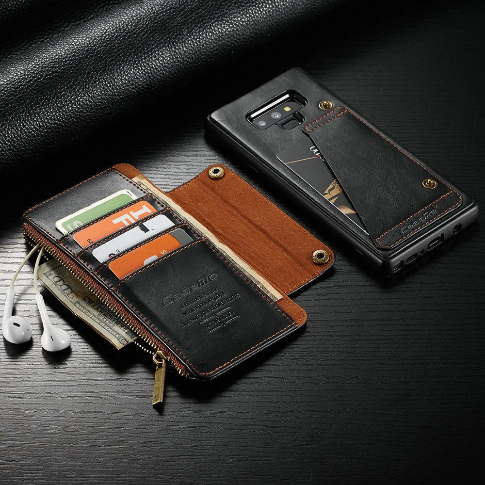 Samsung Note9 PU leather flip phone case in black, brown or red colour