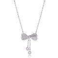 Sterling silver bow pendant necklace on O-ring chain with adjustable 40-45cm length
