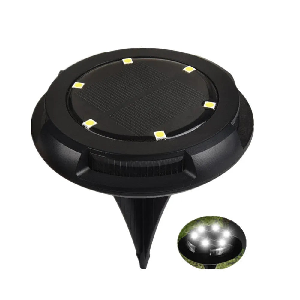 Black LED solar underground lawn light, 11 x 4 x 13cm, ABS and PP body, cold white and seven-colour light