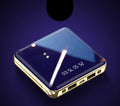 20000mAh mini power bank in blue with aluminium shell and plastic casing showing multiple USB ports