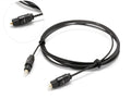 OD2.2 digital audio optical fibre cable with TOSLINK connectors on a white background.