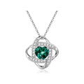 Copper heart necklace with electroplated platinum finish in five colour variations on model