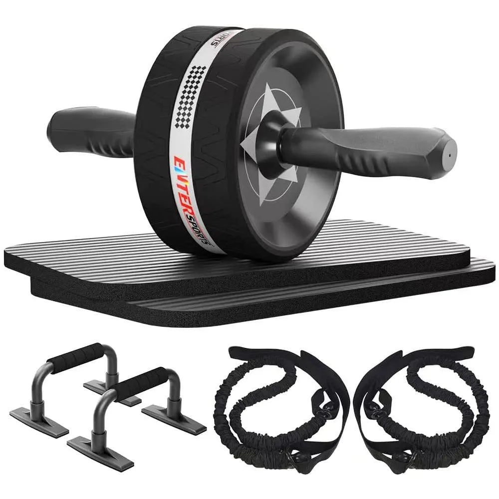 Push-up bracket abdominal wheel fitness set with seven wheels in four colour options