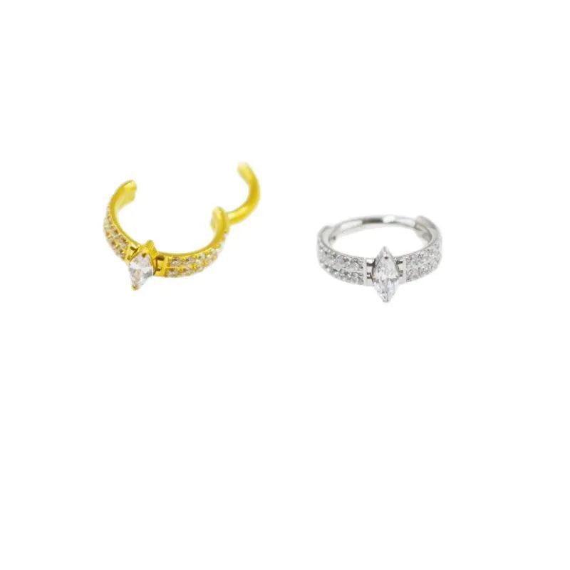 Heart-shaped zircon diamond earrings in gold and silver colours with 316 titanium steel construction