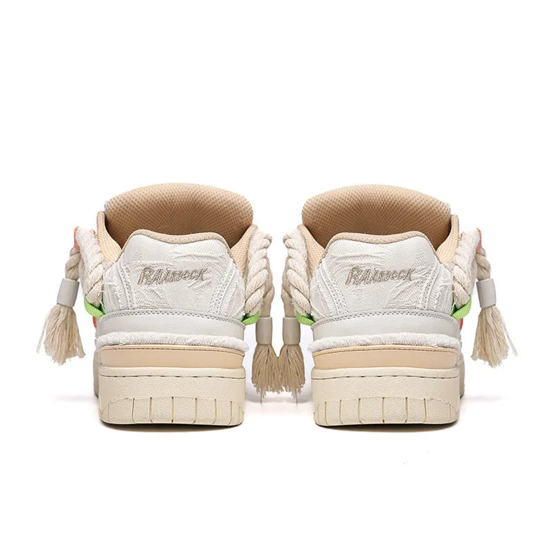 Creamy white retro skateboard shoes with lace-up front and platform sole